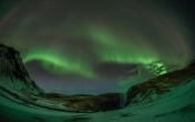 Aurora Borealis bij Skógafoss